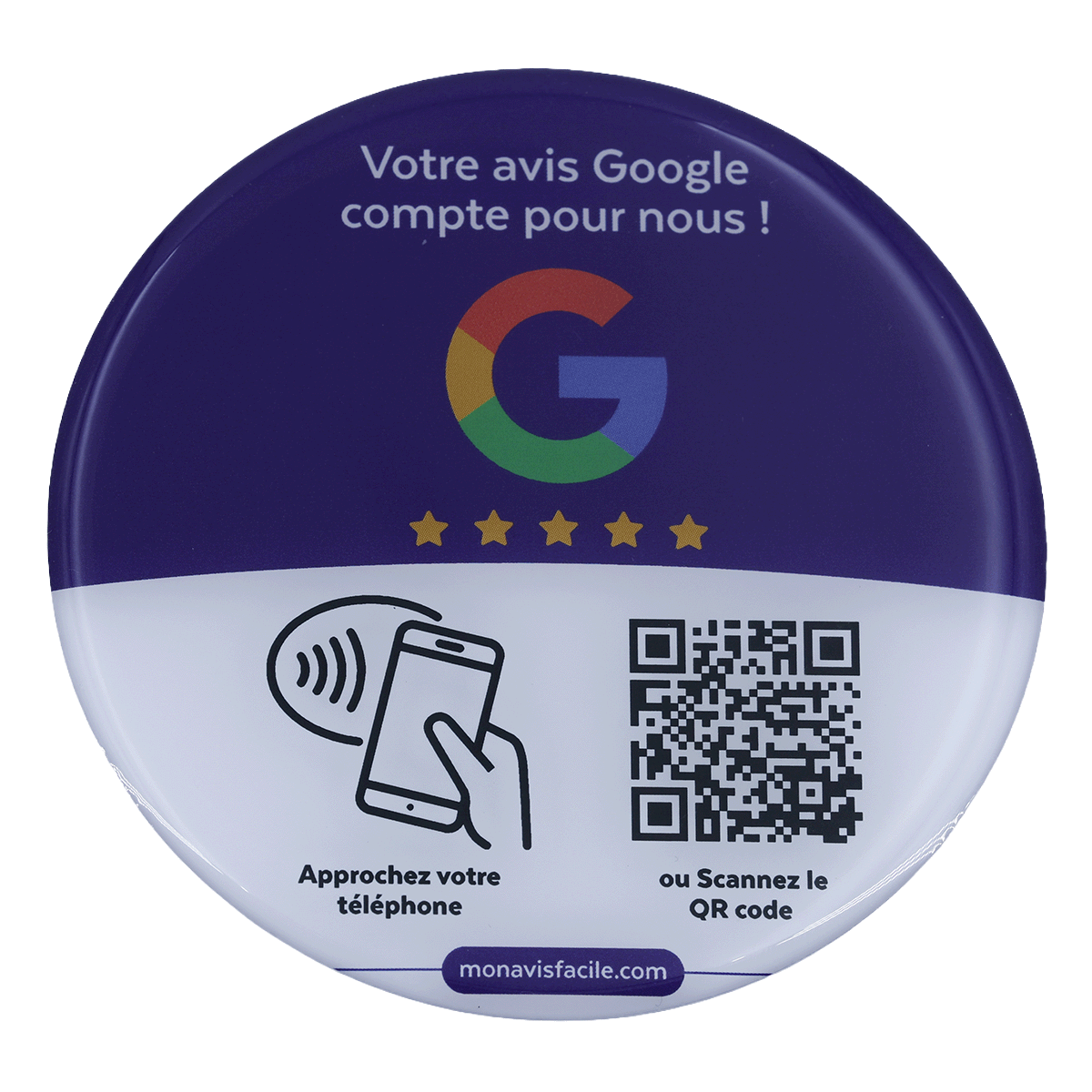 Round Google Reviews Plate + Free Mobile App